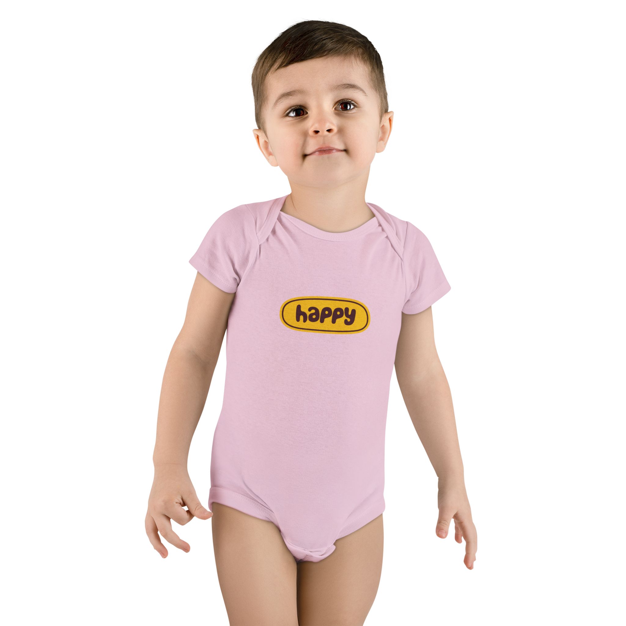 Happy Baby Onesie – Cute Yellow 'happy' Graphic Infant Bodysuit WILOMART - Image 15