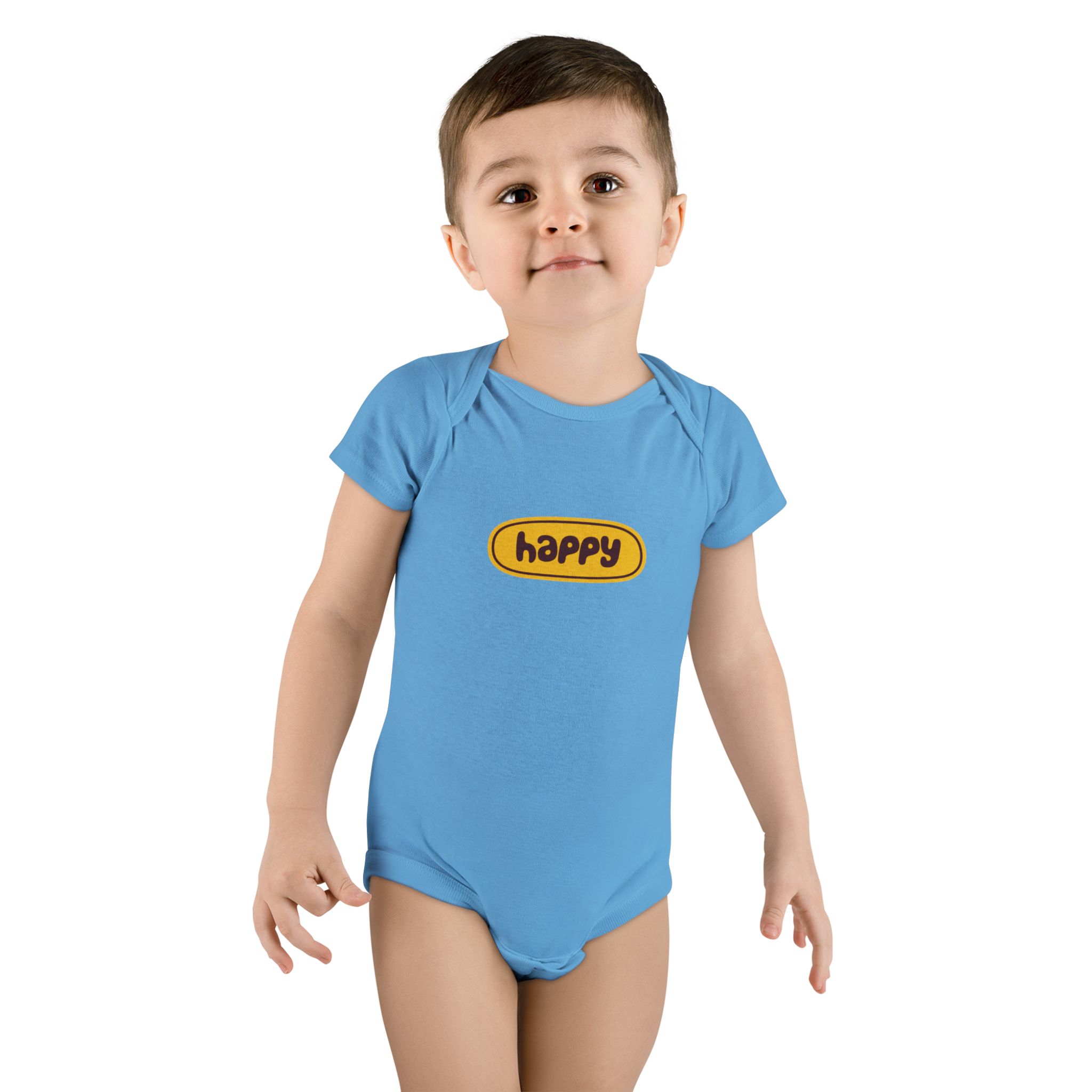 Happy Baby Onesie – Cute Yellow 'happy' Graphic Infant Bodysuit WILOMART - Image 11