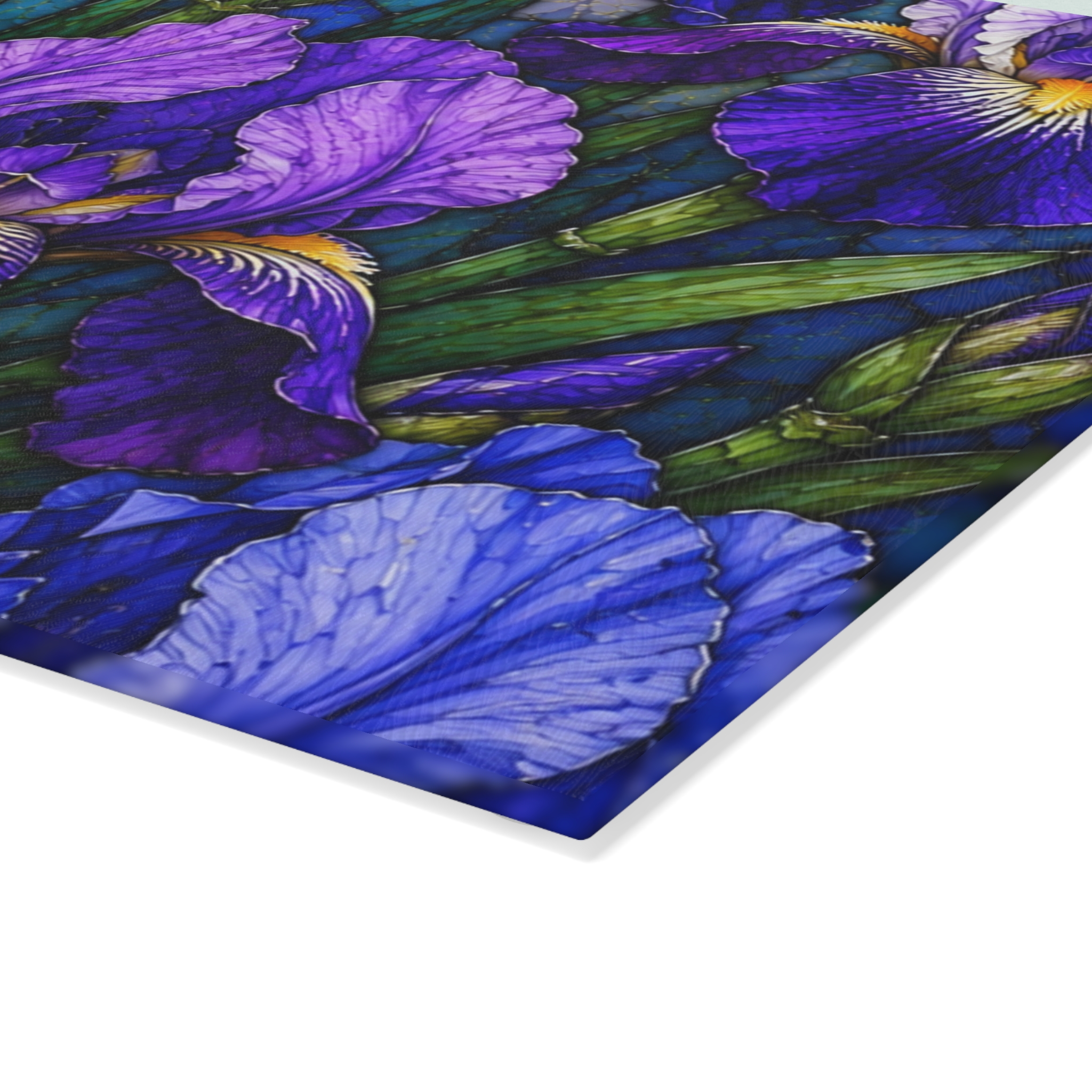 Iris Floral Glass Cutting Board — Purple Garden Decorative Kitchen Board WILOMART - Image 3