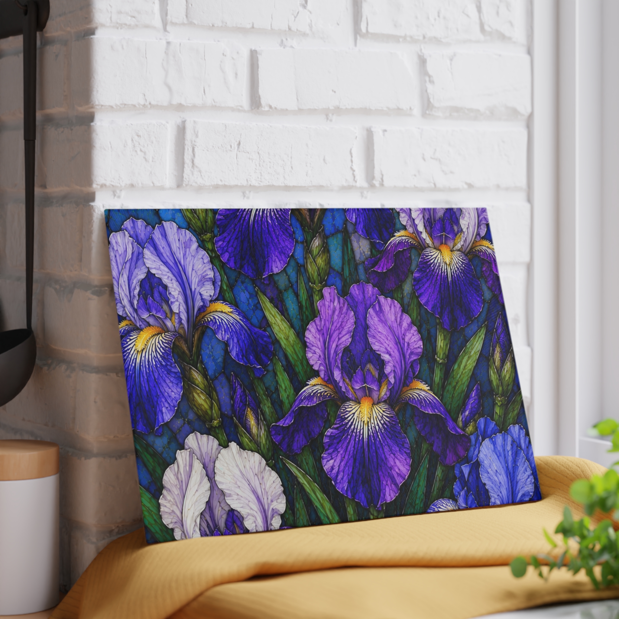 Iris Floral Glass Cutting Board — Purple Garden Decorative Kitchen Board WILOMART - Image 5