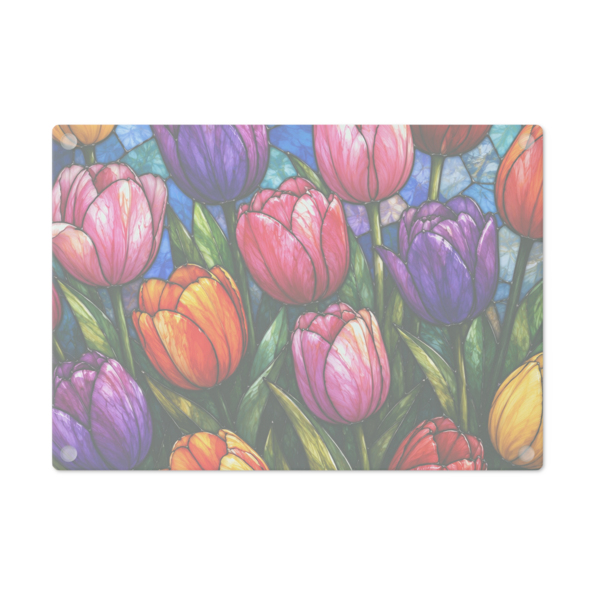 Tulip Stained-Glass Cutting Board — Colorful Floral Kitchen Serving & Chopping Board WILOMART - Image 7