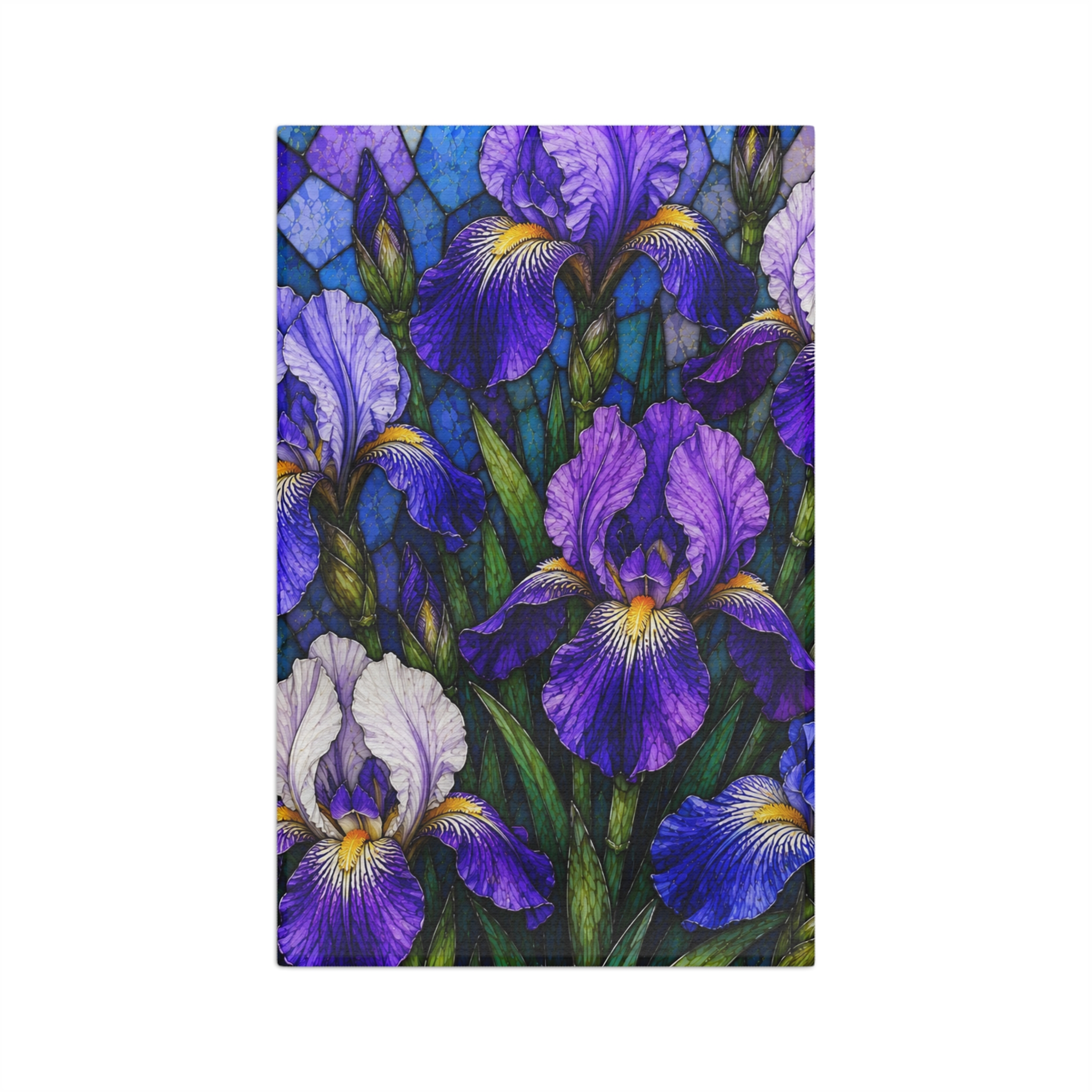 Iris Stained Glass Microfiber Tea Towel — Purple Floral Kitchen Towel WILOMART - Image 2