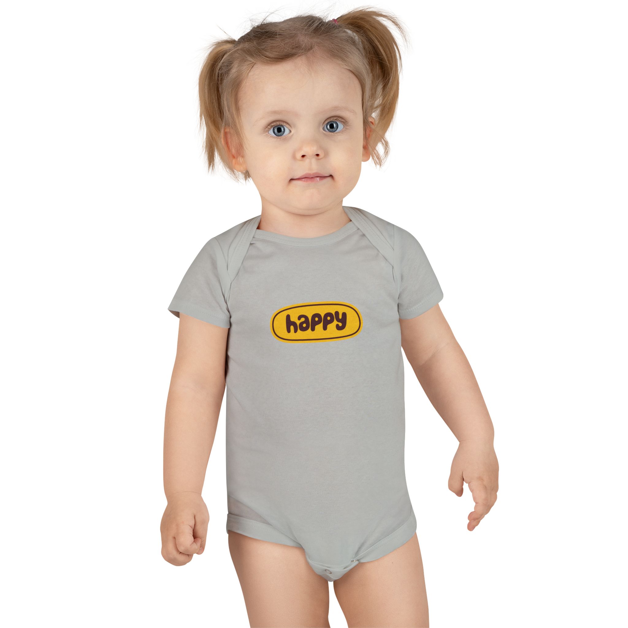 Happy Baby Onesie – Cute Yellow 'happy' Graphic Infant Bodysuit WILOMART - Image 8