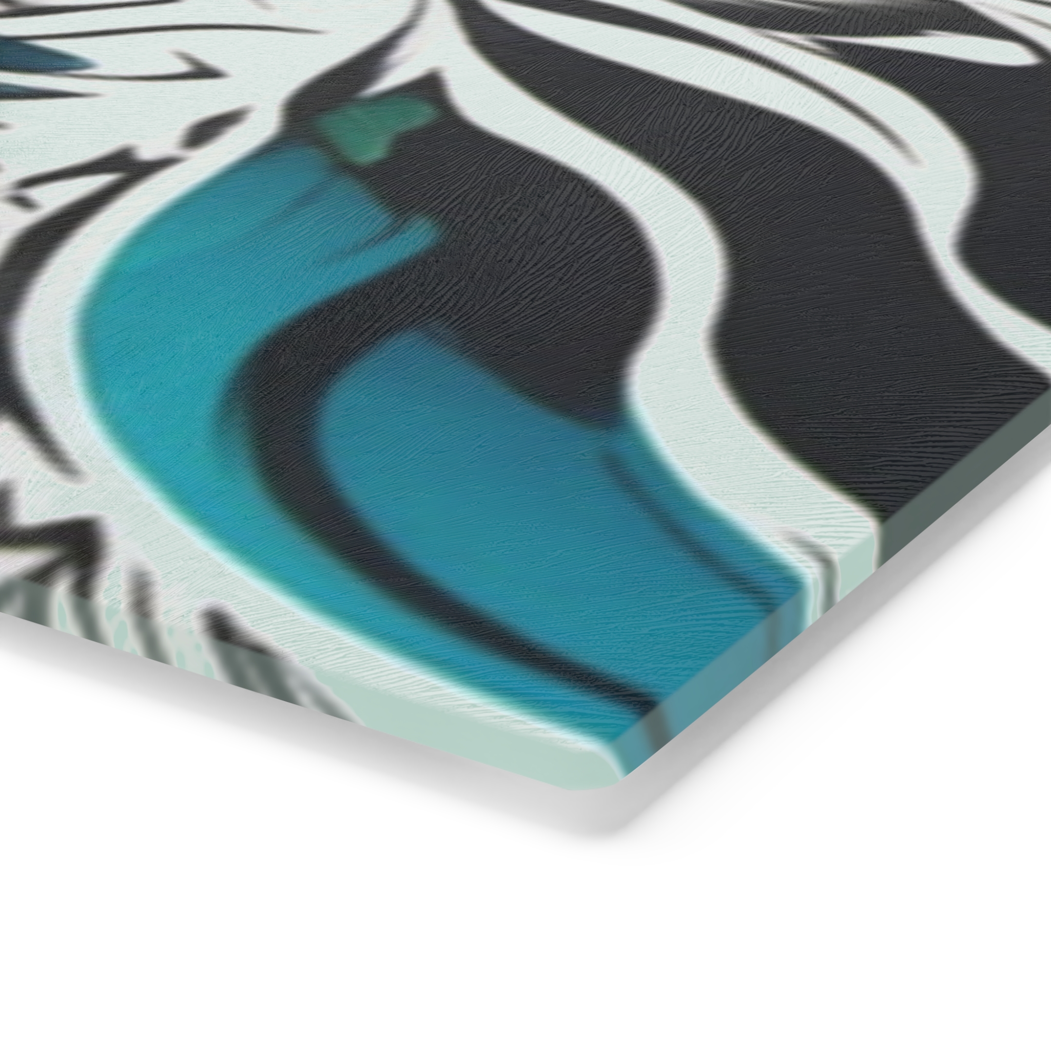 Floral Swirl Glass Cutting Board – Orange Teal Decorative Kitchen Board WILOMART - Image 4