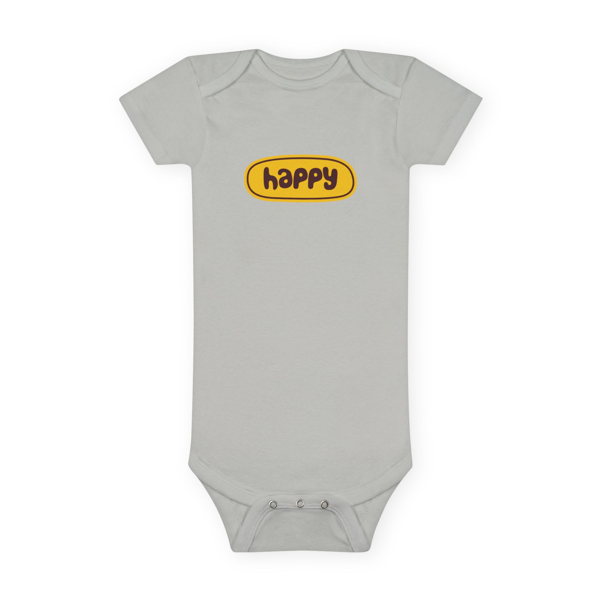 Happy Baby Onesie – Cute Yellow 'happy' Graphic Infant Bodysuit WILOMART - Image 5