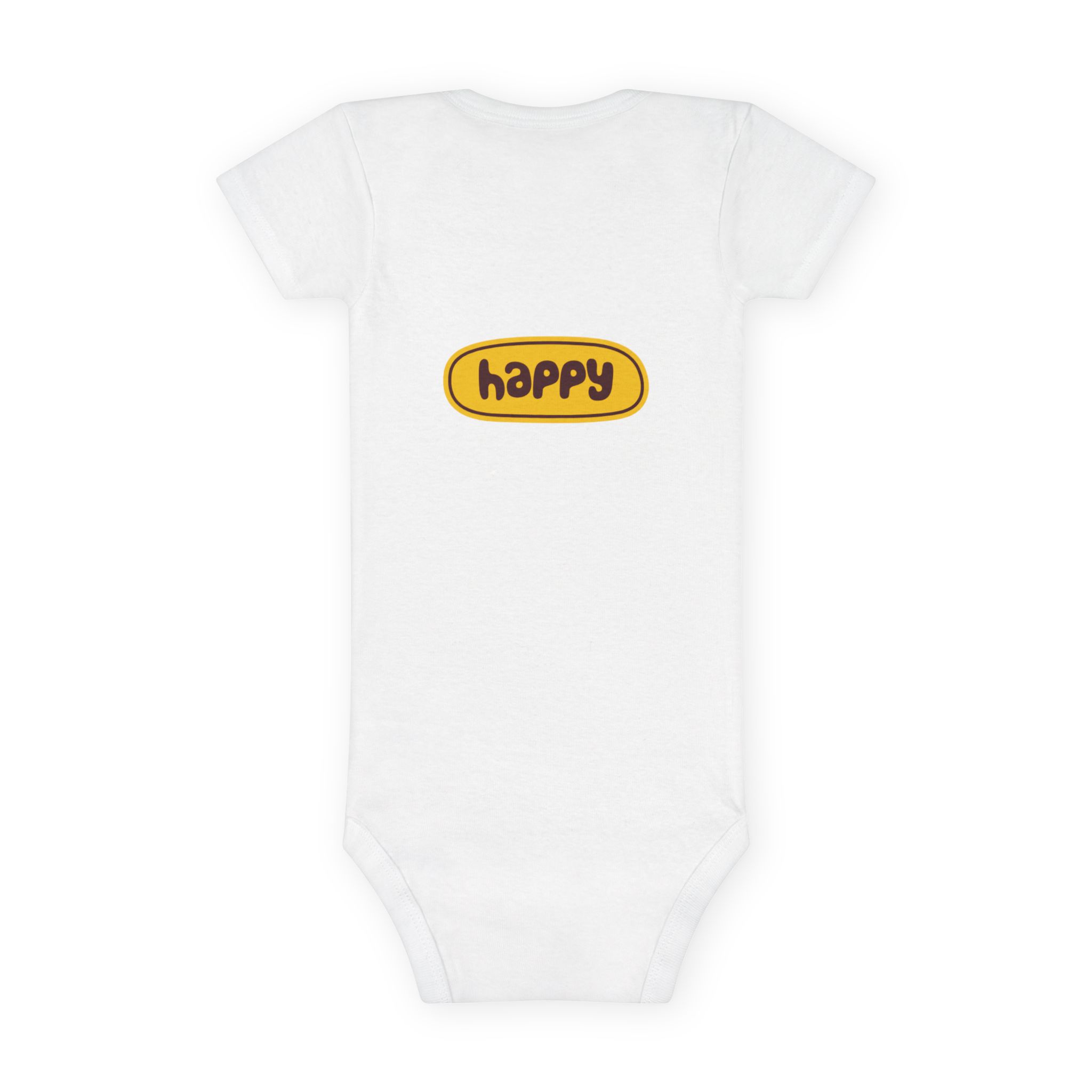Happy Baby Onesie – Cute Yellow 'happy' Graphic Infant Bodysuit WILOMART - Image 2