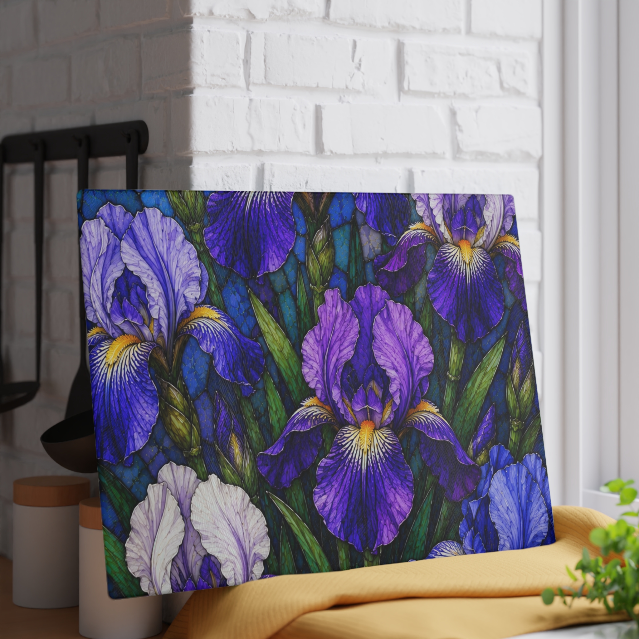 Iris Floral Glass Cutting Board — Purple Garden Decorative Kitchen Board WILOMART - Image 11