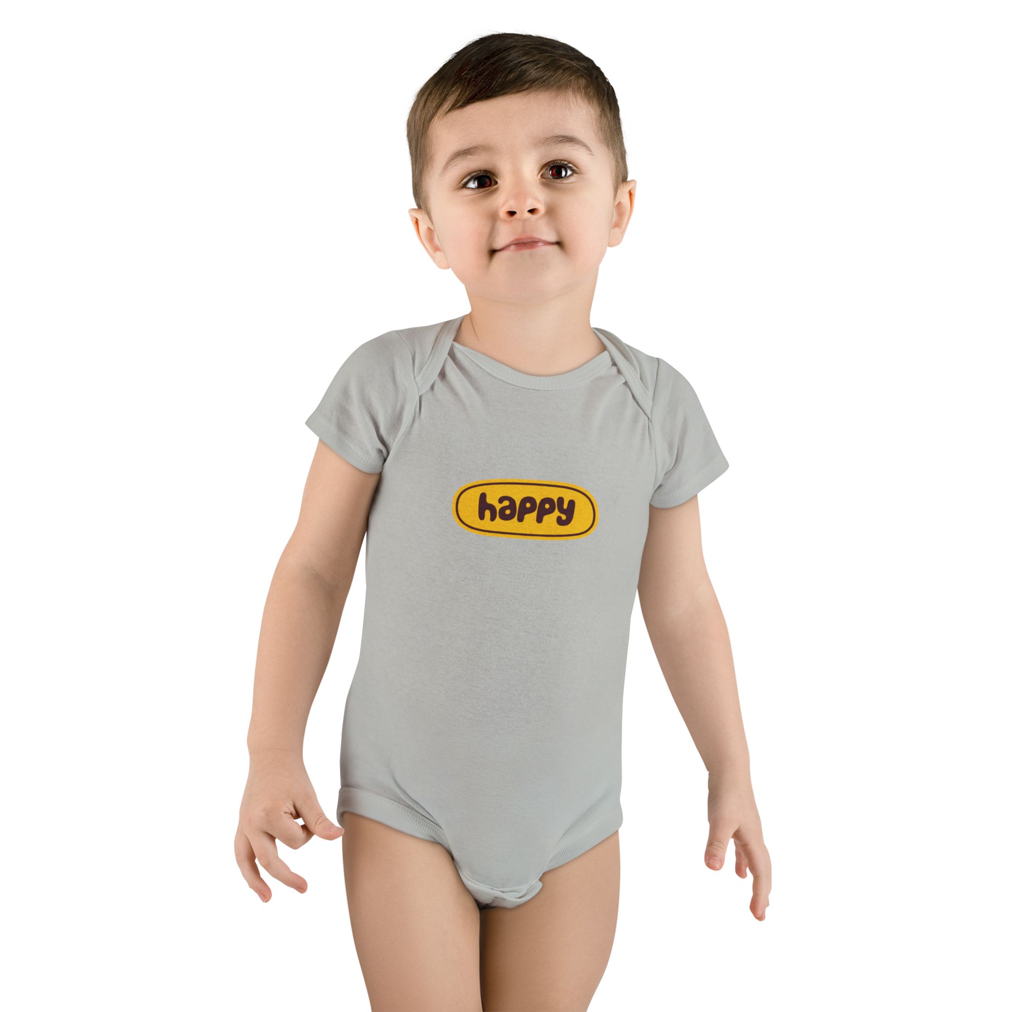 Happy Baby Onesie – Cute Yellow 'happy' Graphic Infant Bodysuit WILOMART - Image 7