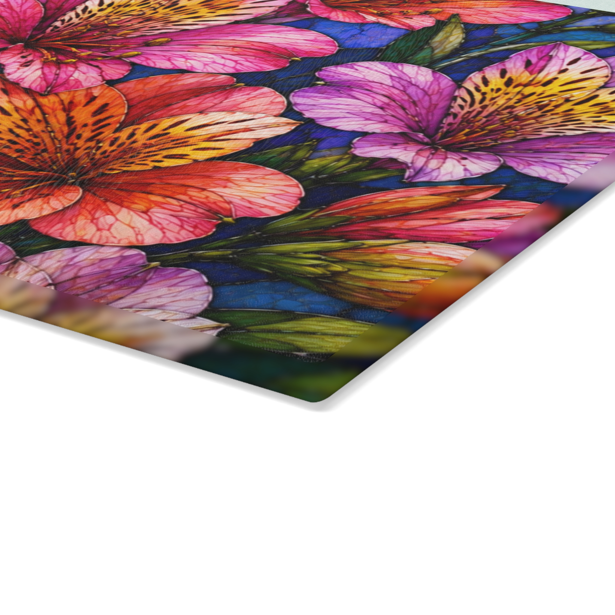 Floral Alstroemeria Glass Cutting Board — Colorful Watercolor Kitchen Decor WILOMART - Image 9