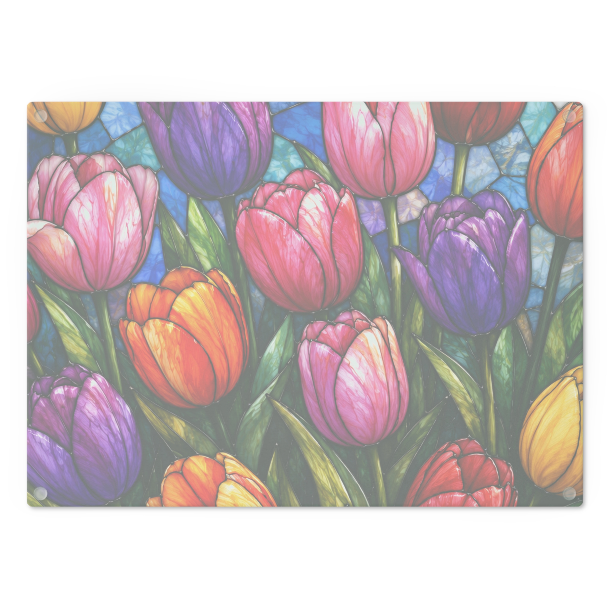 Tulip Stained-Glass Cutting Board — Colorful Floral Kitchen Serving & Chopping Board WILOMART - Image 3