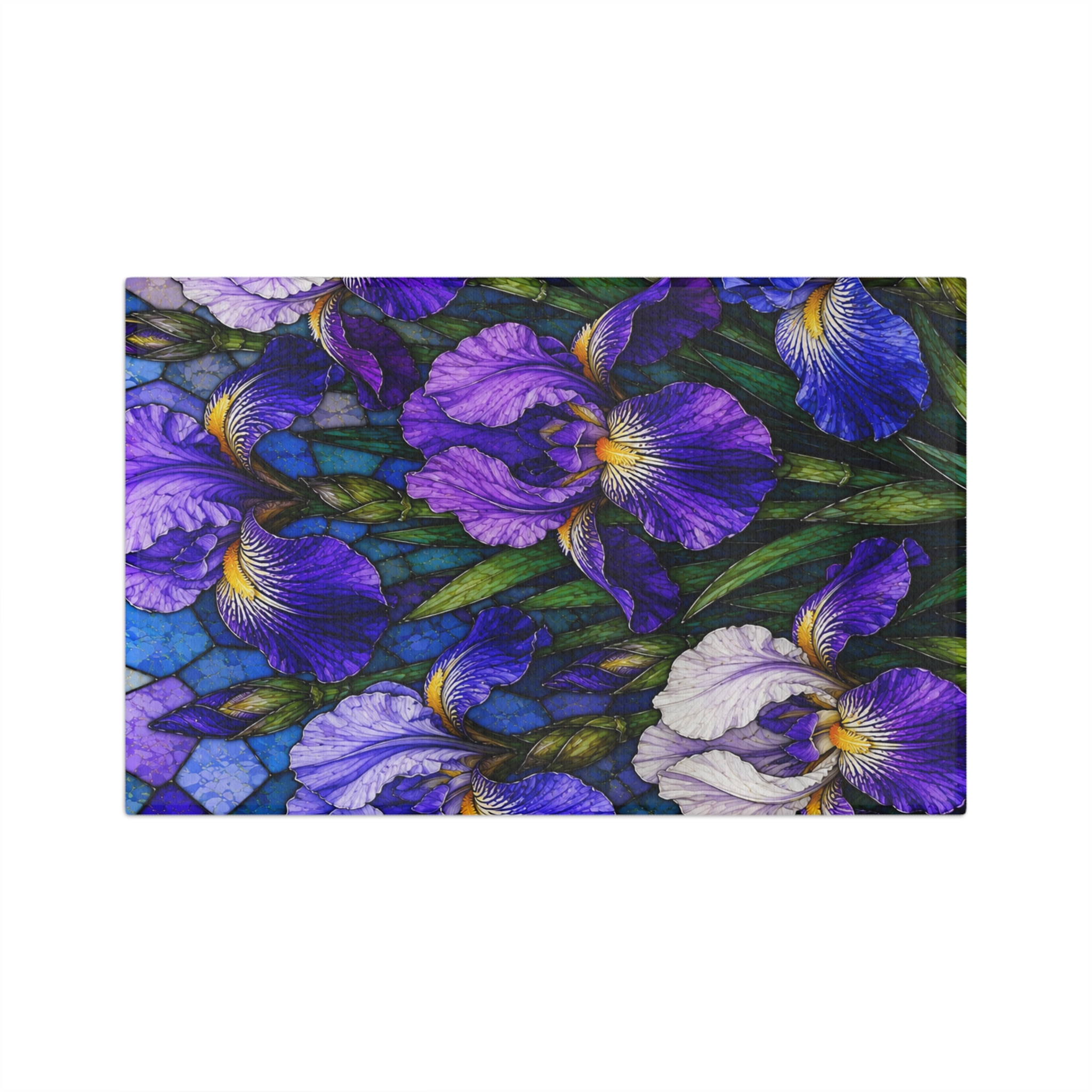 Iris Stained Glass Microfiber Tea Towel — Purple Floral Kitchen Towel WILOMART - Image 3