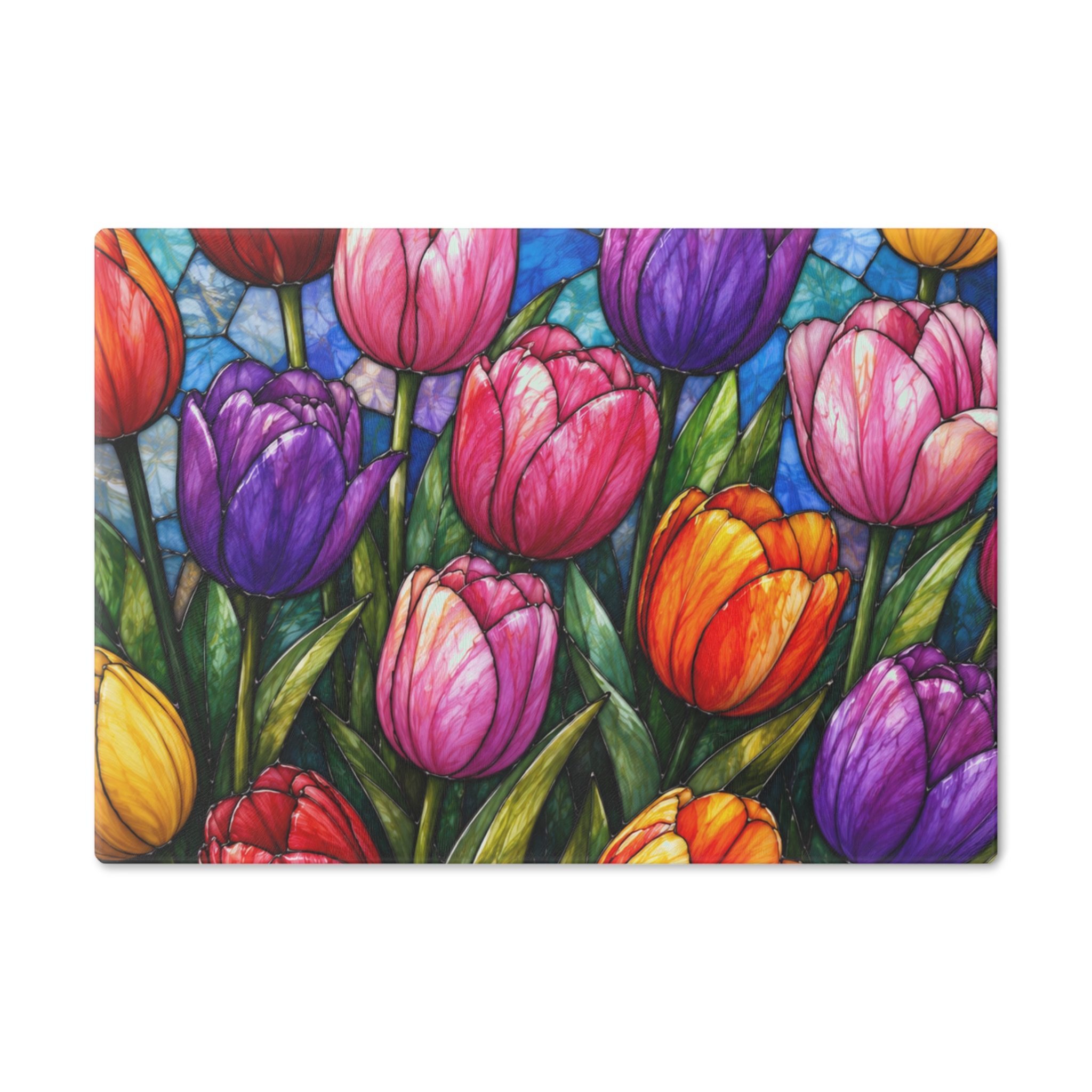 Tulip Stained-Glass Cutting Board — Colorful Floral Kitchen Serving & Chopping Board WILOMART - Image 6