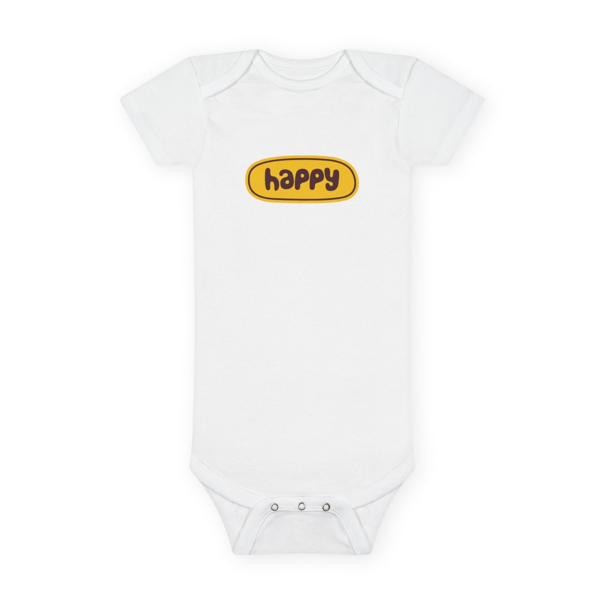 Happy Baby Onesie – Cute Yellow 'happy' Graphic Infant Bodysuit WILOMART