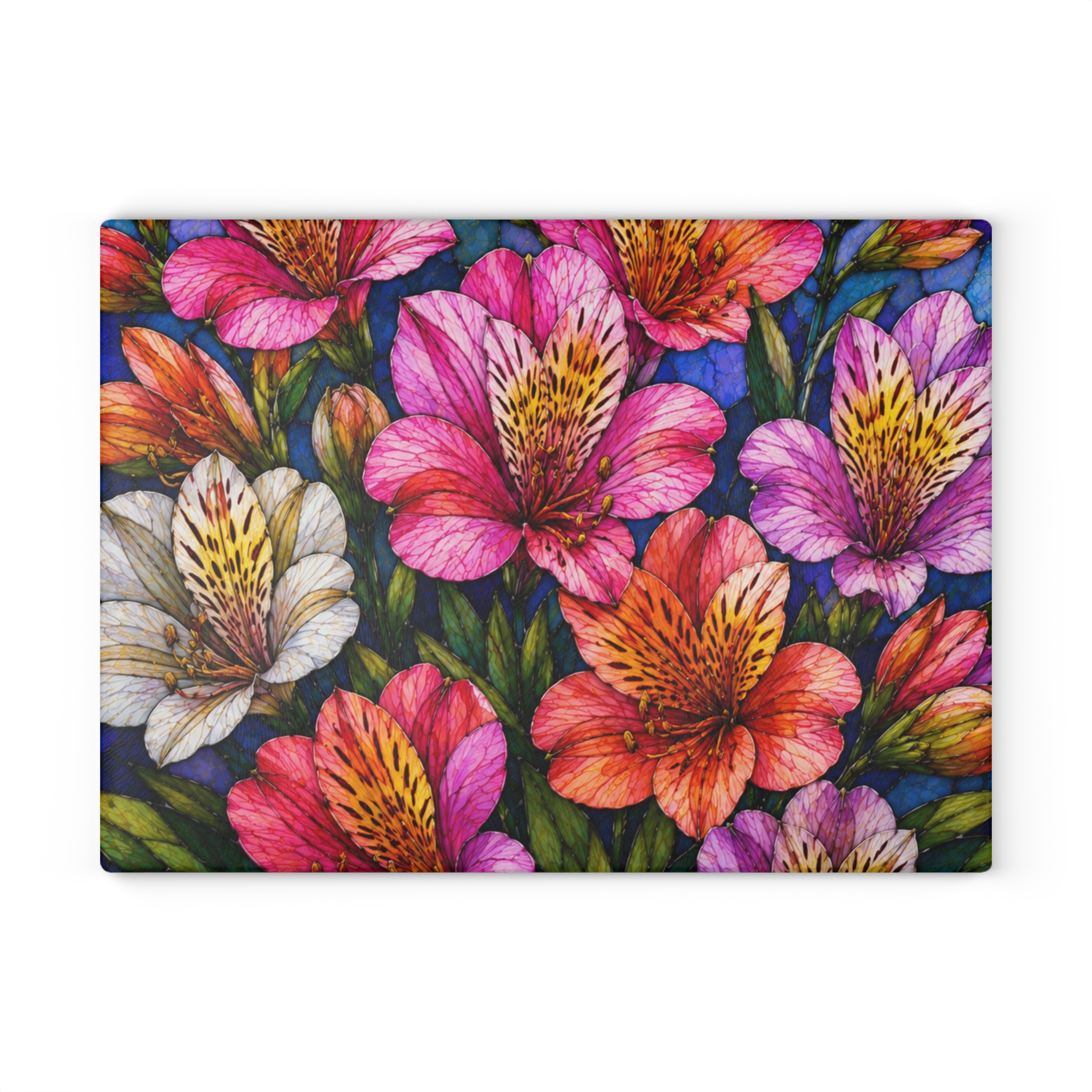 Floral Alstroemeria Glass Cutting Board — Colorful Watercolor Kitchen Decor WILOMART - Image 7