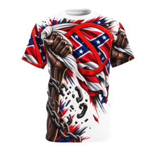 All-Over Print Tee — Broken Confederate Flag with Fist Graphic WILOMART