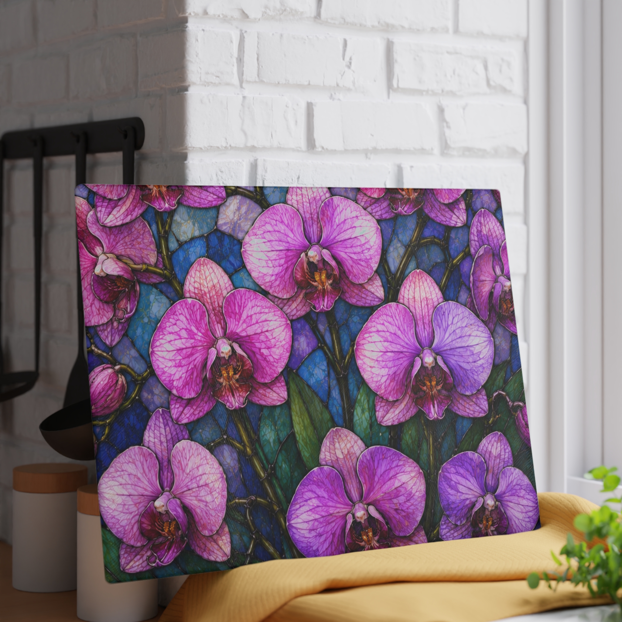 Glass Cutting Board — Purple Orchid Floral Kitchen Cutting Board WILOMART - Image 11