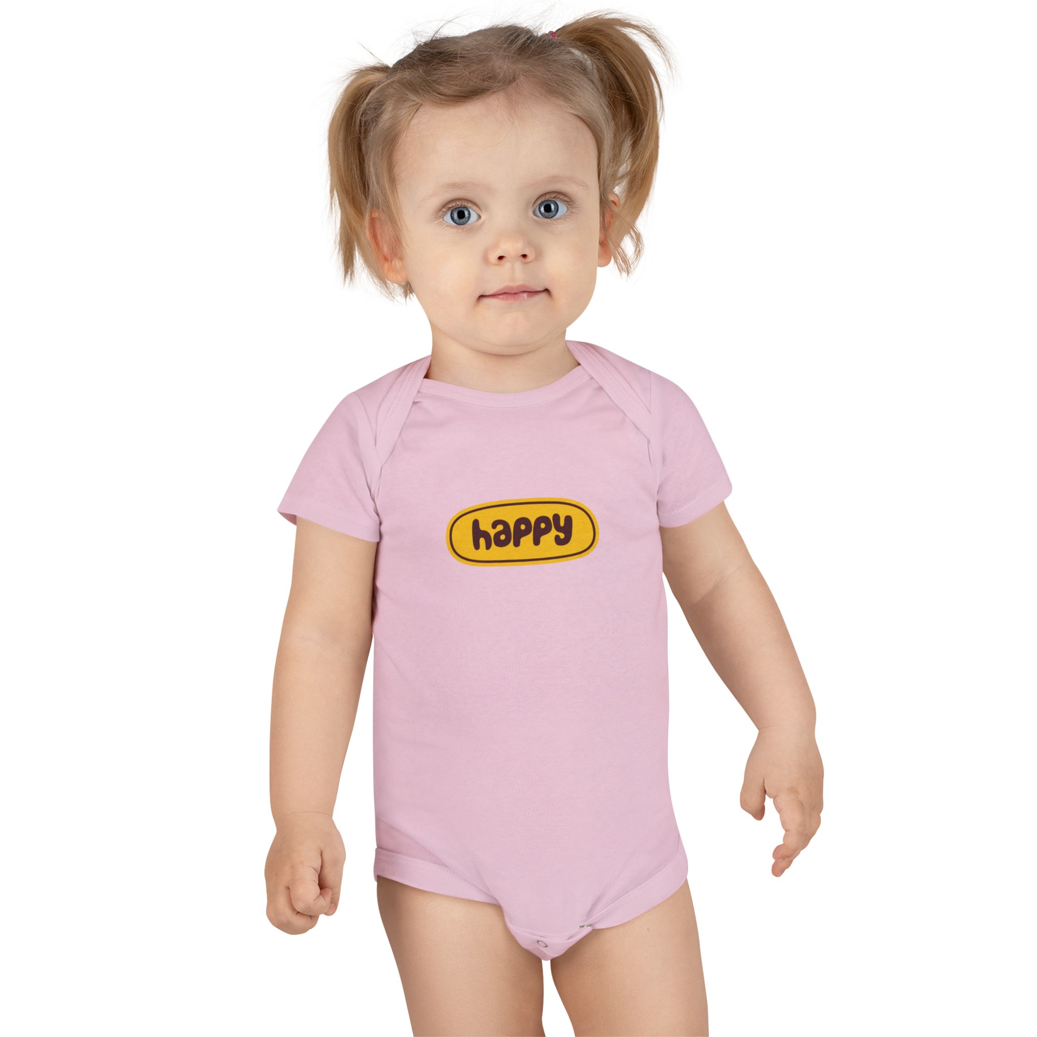 Happy Baby Onesie – Cute Yellow 'happy' Graphic Infant Bodysuit WILOMART - Image 16