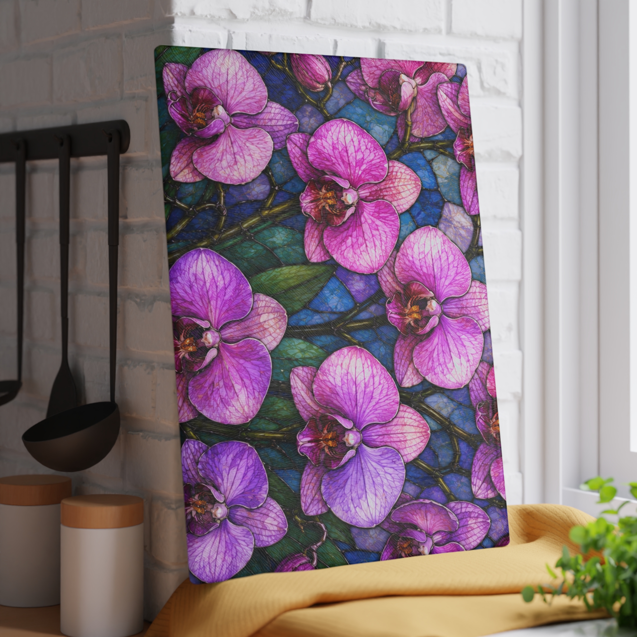 Glass Cutting Board — Purple Orchid Floral Kitchen Cutting Board WILOMART - Image 12