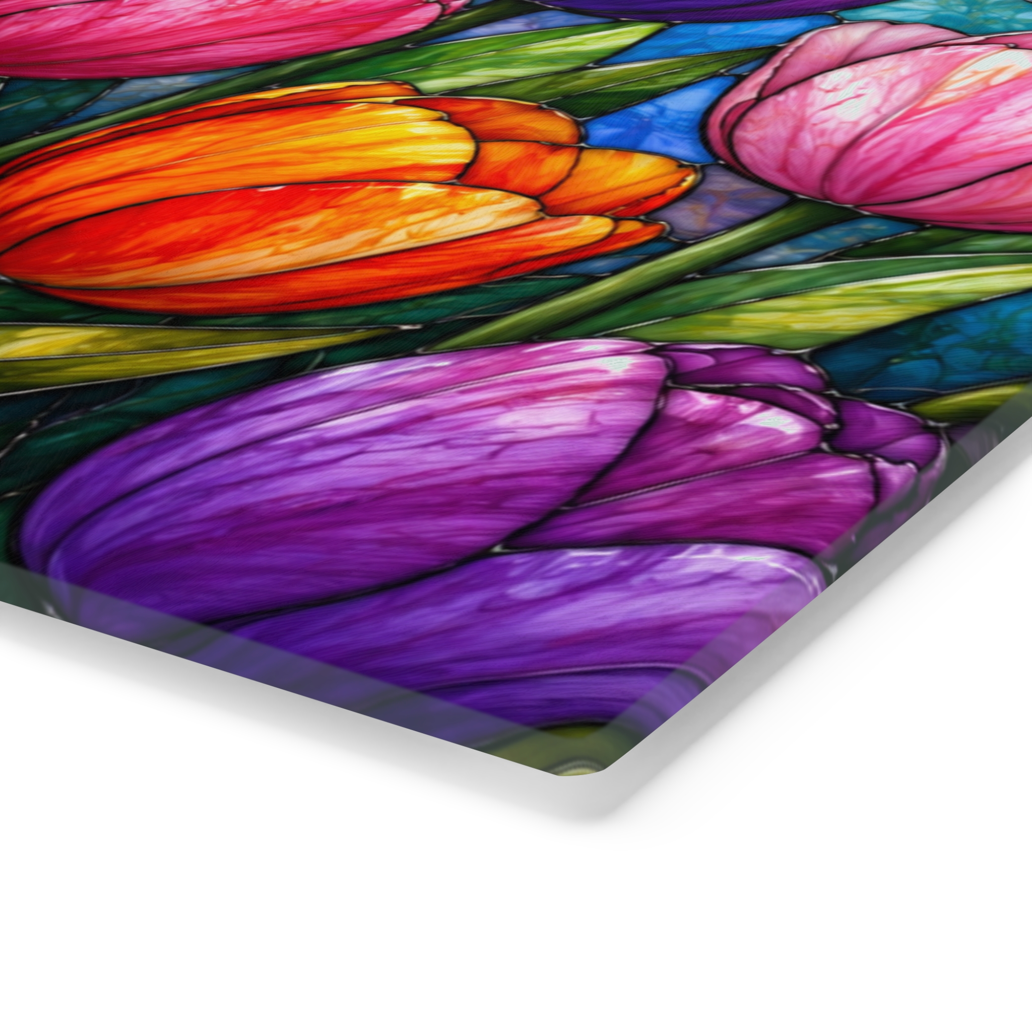 Tulip Stained-Glass Cutting Board — Colorful Floral Kitchen Serving & Chopping Board WILOMART - Image 8